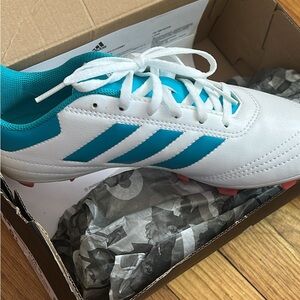 Adidas White and Teal Sports Cleats